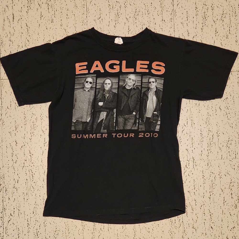 Eagles Black Summer Tour 2010 Full Graphic Spellout Crewneck T-Shirt